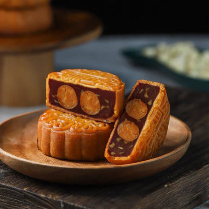 Traditional Red Bean Walnut with Egg Yolk Mooncake