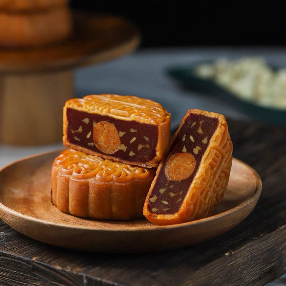 Traditional Red Bean Walnut with Egg Yolk Mooncake