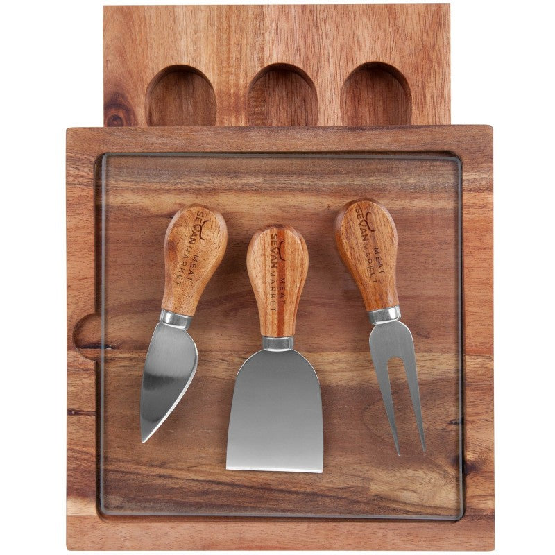 Braemar Glass Cheese Board & Knife Set