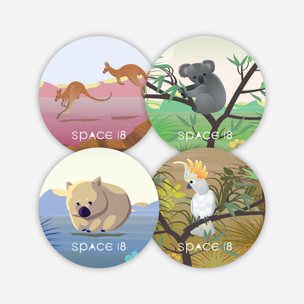 Australian Animals Coasters (set of 4) - Space 18 Australia