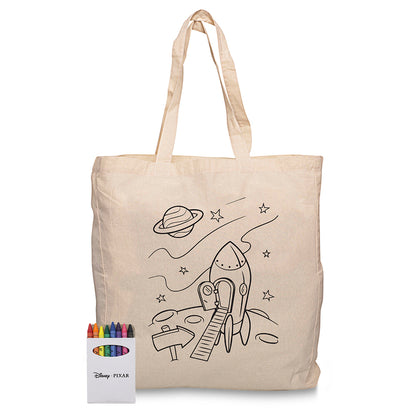 Squiggle Calico Bag with Gusset + Crayon Set